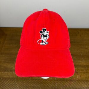 Disney Hat Adult Red Mickey Mouse Adjustable Strapback Dad‎ Cap True Original